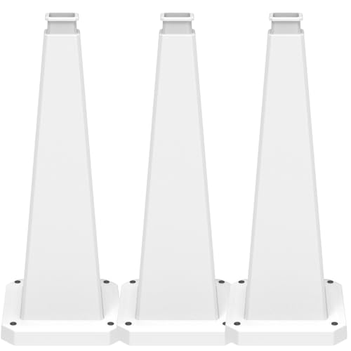 3 Pack 36" Bright White Traffic Safety Cones with Weighted Base