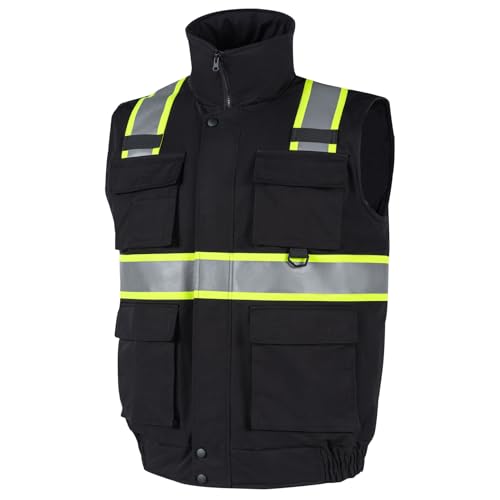 Safety Vest High Visibility Reflective Fleece Winter Vest for Men with Pockets Water