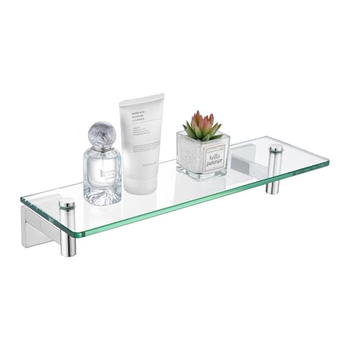 Bathroom Shelves Wall Mounted Floating Glass Shelf Polished Stainless Steel 12