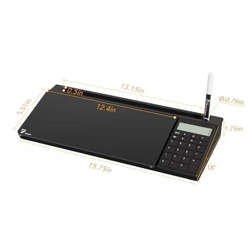 Glass Desk Whiteboard with Calculator 17x6 in