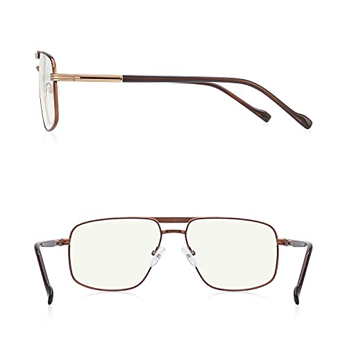Reading Glasses for Men Square Double Bridge Blue Light Blocking Computer Readers