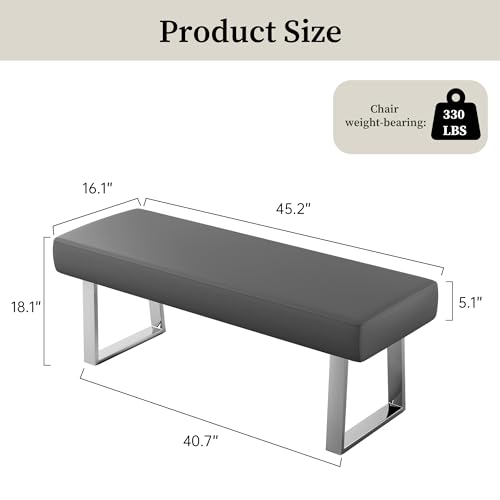 45.3" PU Leather Corner Bench Footstool with Heavy Duty Metal Legs