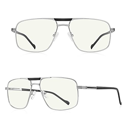 Blue Light Blocking Glasses for Men Square Double Bridge Hipster Metal Frame Men Eyeglasses He Young