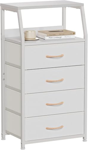 Tall Nightstand with 4 Fabric Drawers