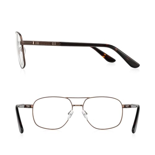 Reading Glasses for Men Square Double Bridge Light Blocking Computer Readers Spring Hinge Metal Frame Acetate Legs