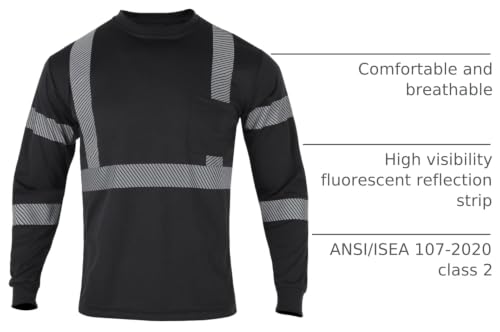 Safety Shirts for Men High Visibility Reflective ANSI Class 2 Hi Vis Construction Work T Shirts Long Sleeve