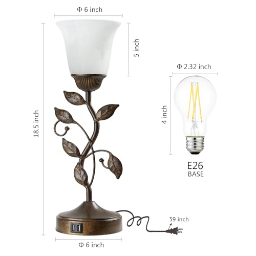 Set of 2 Touch Farmhouse Bedroom Table Lamps 2 USB C+A (2 Count)