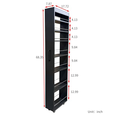 7 Tier Slim Rolling Pantry Storage Cart