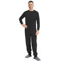 Anti Strip Clothing for Elderly Adaptive Jumpsuit with Easy Access Back Zipper Pajamas for Dementia Patients & Limited Mobility Black