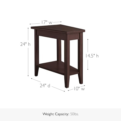 Laurent Solid Wood Recliner Wedge End Side Table with Shelf
