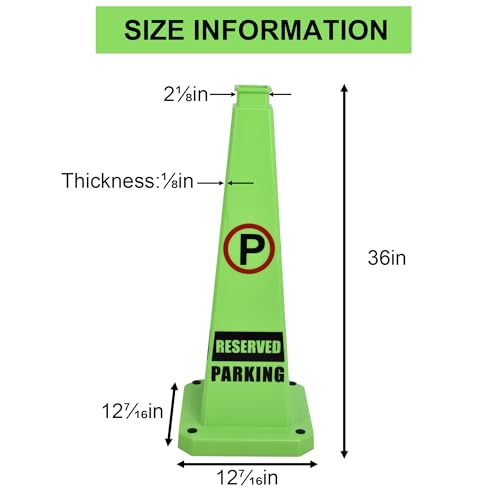 6 Pack 36" Reserved Parking Cones with Heavy Rubber Base