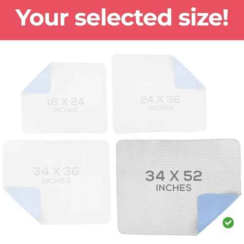 4 Pack Waterproof Reusable Heavy Absorbency Incontinence Bed Pads 34"x52" (4 Count)