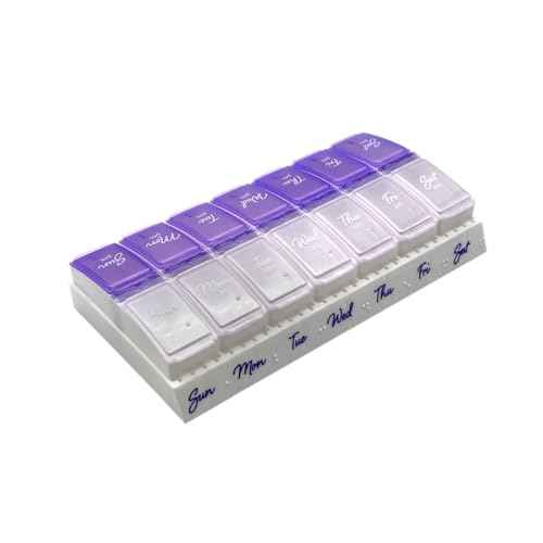 Weekly (7-Day) AM/PM Pill Organizer, Small, Lavender/Pearlescent