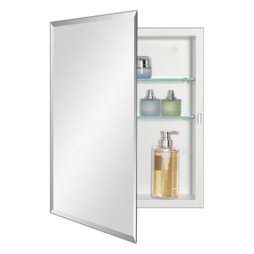Bathroom Medicine Cabinet with Beveled Edge Mirrored Door 16 x 20 inch