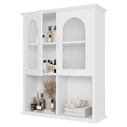 Bathroom Wall Cabinet with Fluted Door