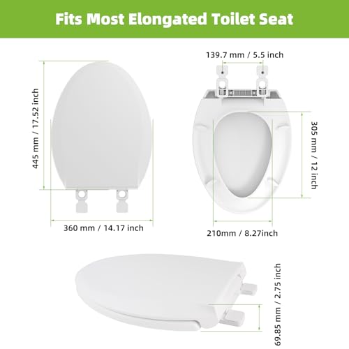 Toilet Seat Elongated with Slow Close Hinges