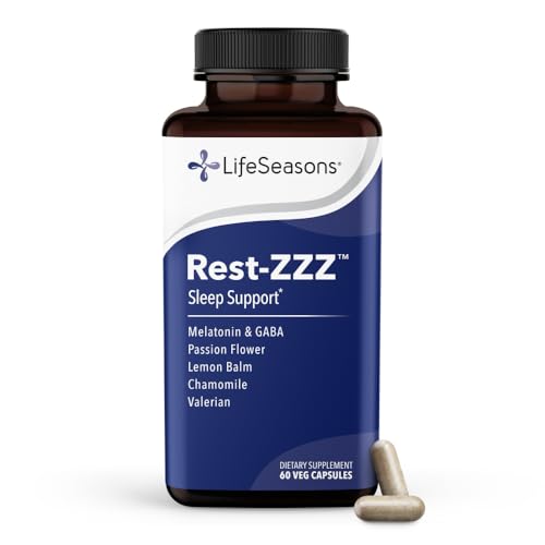 Rest-ZZZ - Natural Sleep Support Supplement - Fall Asleep & Stay Asleep - Calms Nervous System - Ease Muscle Tension & Restlessness - Low Dose Melatonin GABA & Chamomile - 60 Capsules (60 Count)