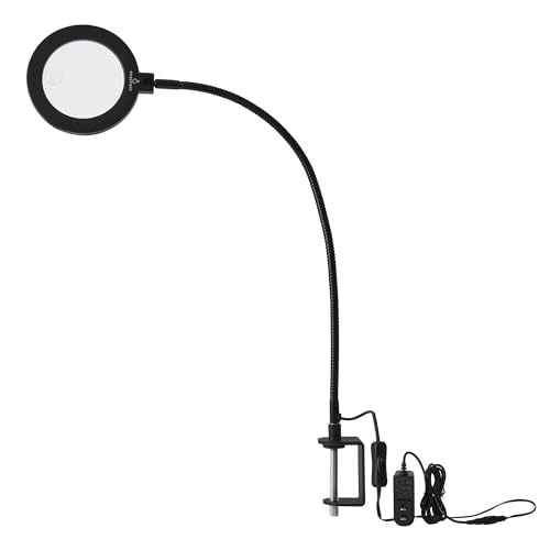 Clamp Base LED Work Light with Magnifying Glass