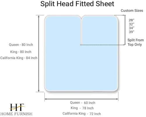 Top Split Queen Fitted Sheet Only for Adjustable beds