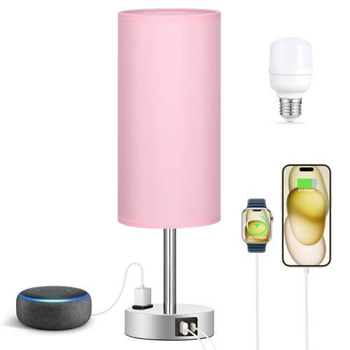 Pink Lamp for Bedroom Nightstand