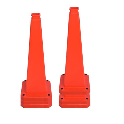 6 Pack 36 Inch Solid Orange Traffic Cone
