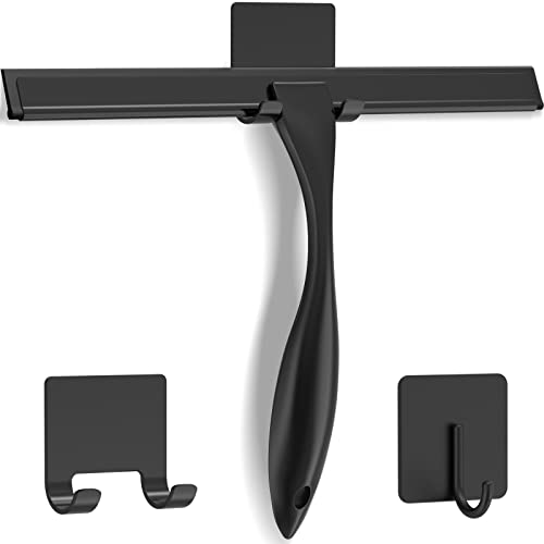 All Purpose Stainless Steel Shower Squeegee for Shower Doors with 2 Adhesive Hooks