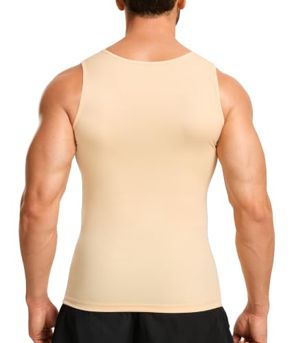 Men's Compression Shirt Shapewear Slimming Body Shaper Vest Beige