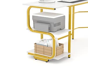 Reversible L Shaped Desk with Shelves