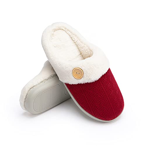 Womens Slipper Warm Comfy Memory Foam House Slippers Knitted Shoes Faux Fur Lined Anti
