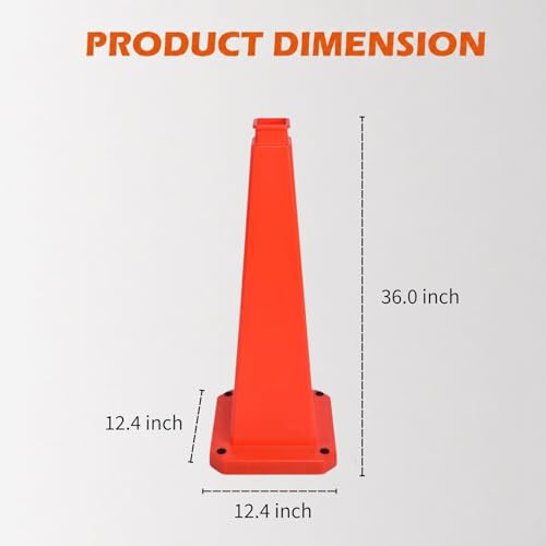 6 Pack 36 Inch Solid Orange Traffic Cone