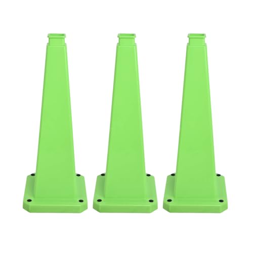 3 Pack 36 Inch Solid Green Traffic Cone