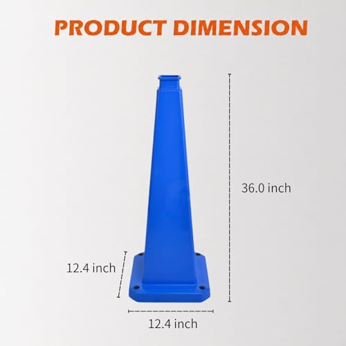 6 Pack 36 Inch Solid Blue Traffic Cone