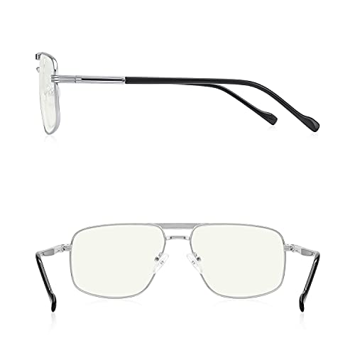 Blue Light Blocking Glasses for Men Square Double Bridge Hipster Metal Frame Men Eyeglasses He Young