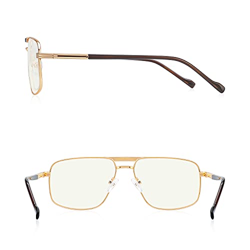 Blue Light Blocking Glasses for Men Square Double Bridge Hipster Metal Frame Men Eyeglasses He Young