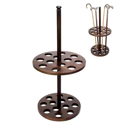 12 Slot Cane Holder Stand Wood Double Layer for Entryway