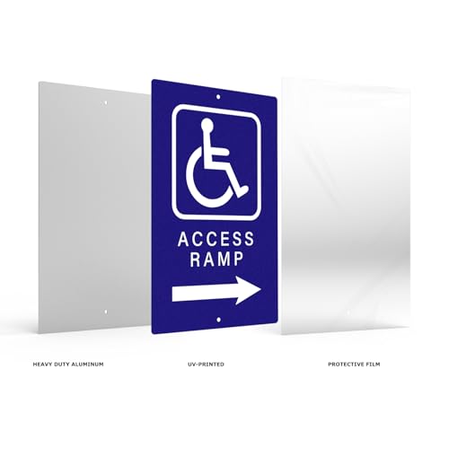 Handicap Access Ramp Sign 8" × 12" Aluminum Right Arrow Wheelchair