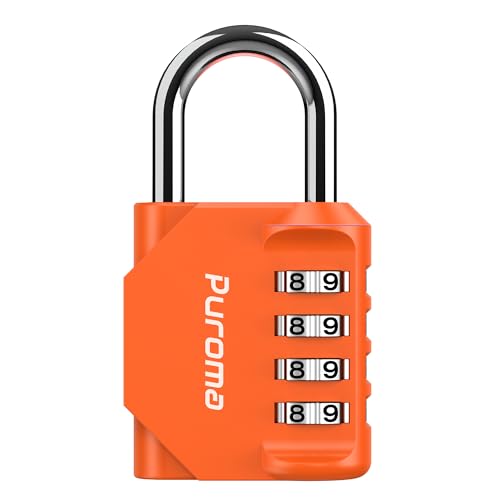 1 Pack Combination Lock Locker 4 Digits Combo Padlock Gym Orange