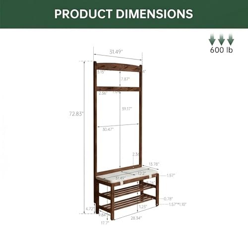 Solid Oak Hall Tree with Bench and Shoe Storage