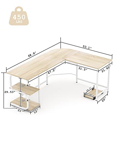 Reversible L Shaped Desk with Shelves