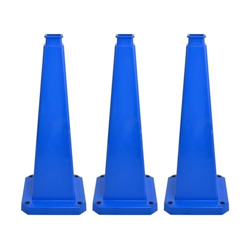 3 Pack 28 Inch Solid Blue Traffic Cone