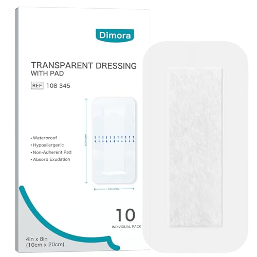 Waterproof Transparent Film Dressing with Pad (10 Count)
