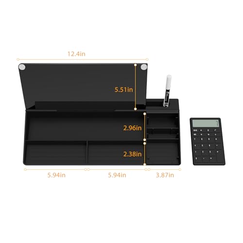 Glass Desk Whiteboard with Calculator 17x6 in