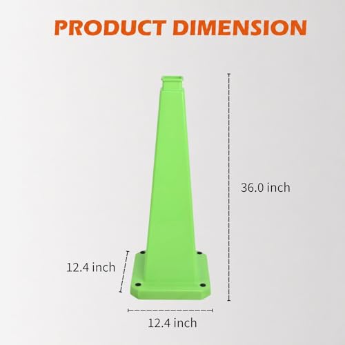 3 Pack 36 Inch Solid Green Traffic Cone