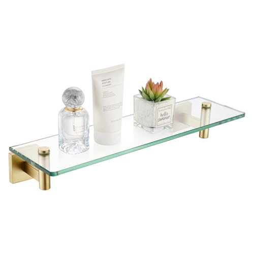 Wall Shelves Floating Shelf 16'' Stainless Steel Bathroom Hardware Tempered Glass Small Hanging Rack for Storage
