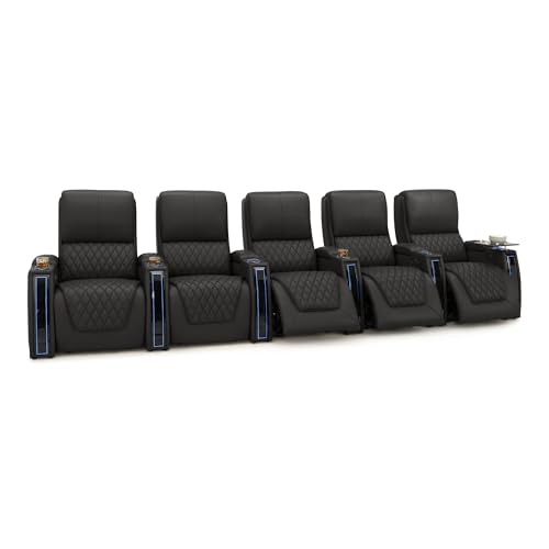 Apex Home Theater Seating Black Row of 5