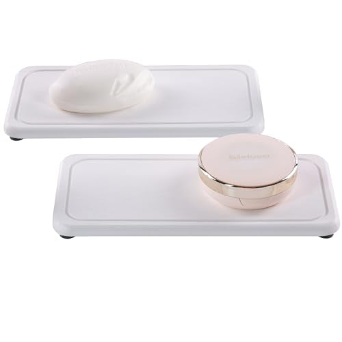 2Pcs Water Absorbent Diatomite Coasters Bathroom Sink Stone Trays (2 Count)