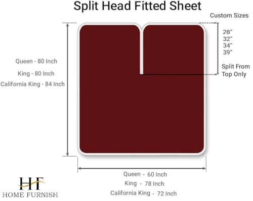 Top Split Queen Fitted Sheet Only for Adjustable beds