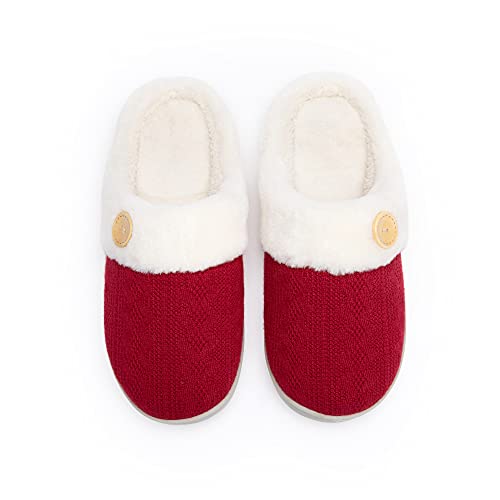 Womens Slipper Warm Comfy Memory Foam House Slippers Knitted Shoes Faux Fur Lined Anti