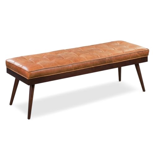 55" Tufted Leather Bed Bench for Bedroom End of Bed