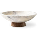 Marble Decorative Bowl with Acacia Wood Pedestal